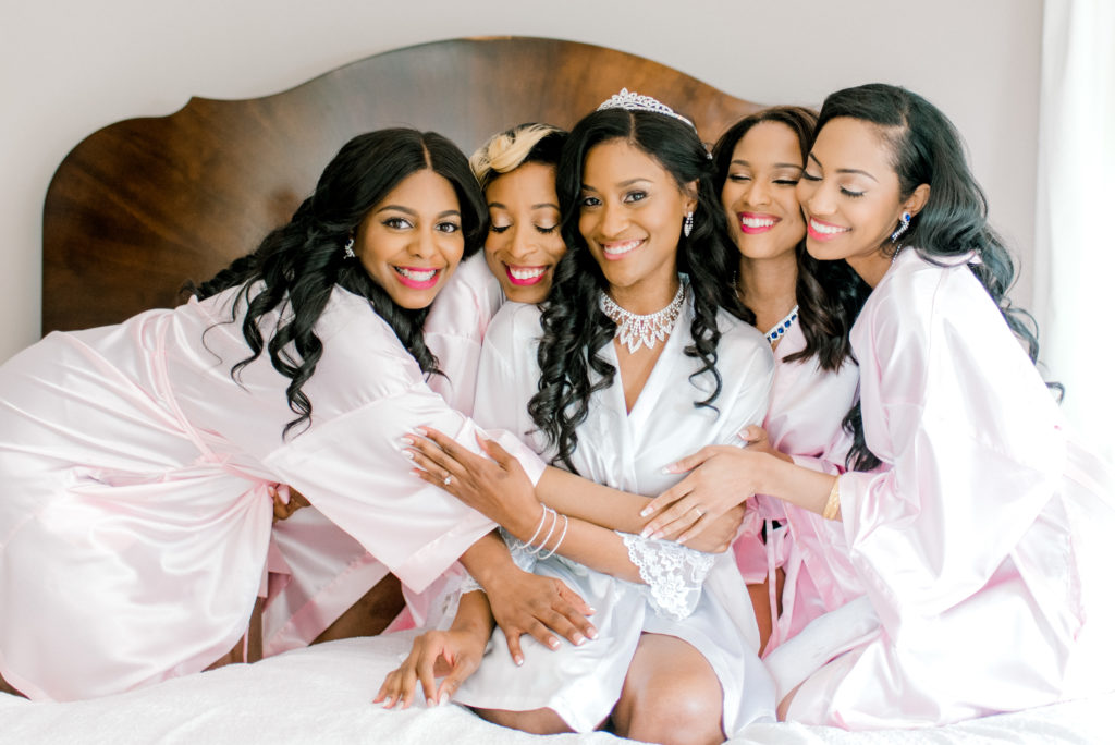 Bridal Party in robes for pre-wedding shoot.